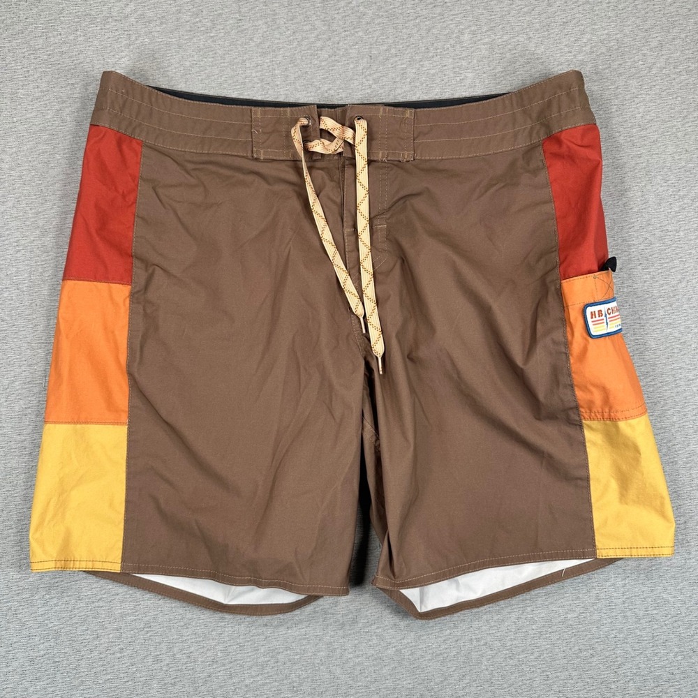 Howler Brothers HB Chargers Board Shorts Mens 36 Brown Retro Colorblock Stretch